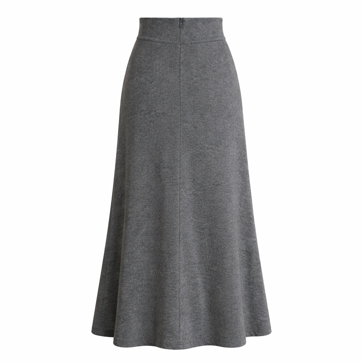 Maris - Falda Midi de Punto de Cintura Alta con Diseño Envolvente y Cola de Sirena