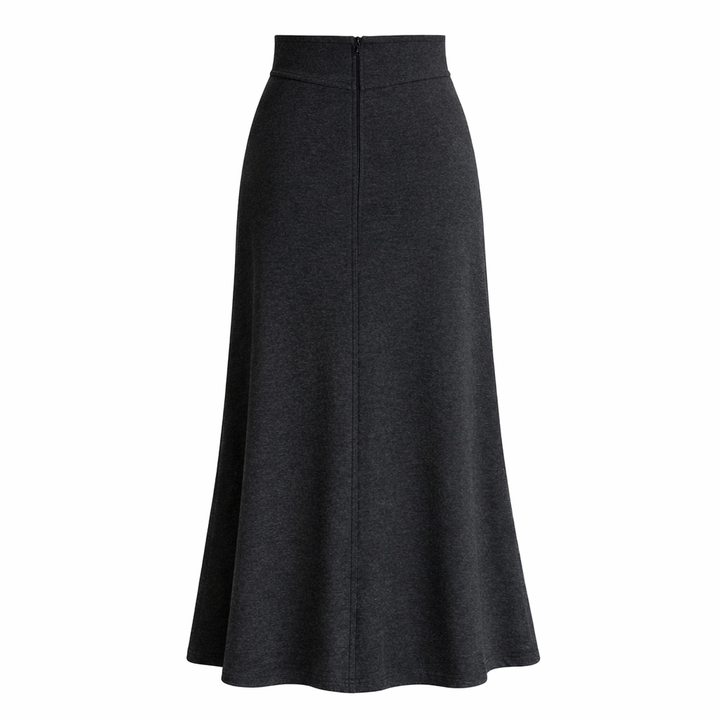 Maris - Falda Midi de Punto de Cintura Alta con Diseño Envolvente y Cola de Sirena